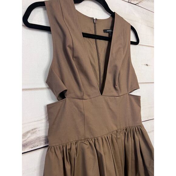 Banana Republic Dress Brown Cut Outs Size 6p Fit Flare Chic - Picture 5 of 8